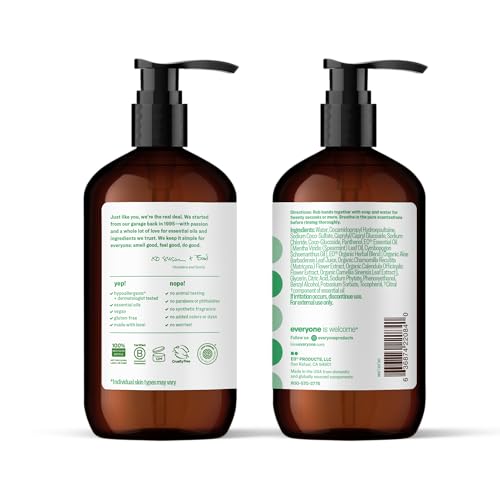 Image of Everyone Liquid Hand Soap, 12.75 Ounce (Pack of 6), Spearmint and Lemongrass, Made with Essential Oils for Kitchen and Bathroom