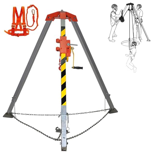 Juego de trípode de emergencia, sistema de protección multifuncional contra caídas con cabrestante y arnés de seguridad para rescate a gran altitud y protección contra caídas