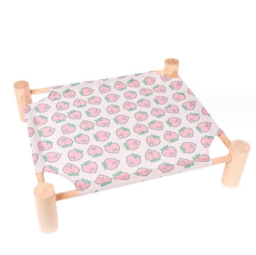 Rosoy ペット用ベッド 猫用ベッド 猫用ハンモック 天然木製ベッド 小型犬用ベッド 通気性 洗濯可能 組立簡単 安定した構造 オールシーズン対応 移動簡単 (蜜桃)