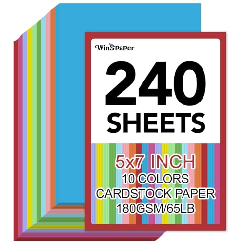 240 Sheets Colored Cardstock 5 x 7, 10 Colors, 65Lb - image 1
