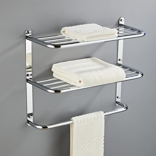 2-Tier Towel Rack Floating Shelf With Towel Bar