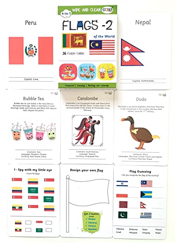 KYDS Play - Flags -2 - Wipe and Clean Activity Motor_Skills Flash Cards for Kids