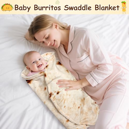 Image of mermaker Burritos Tortilla Swaddle Blanket Baby for Toddler Newborn, 285 GSM Soft Flannel Taco Wrap Blanket Funny Gifts for Baby Shower Boys Girls, 36 inch