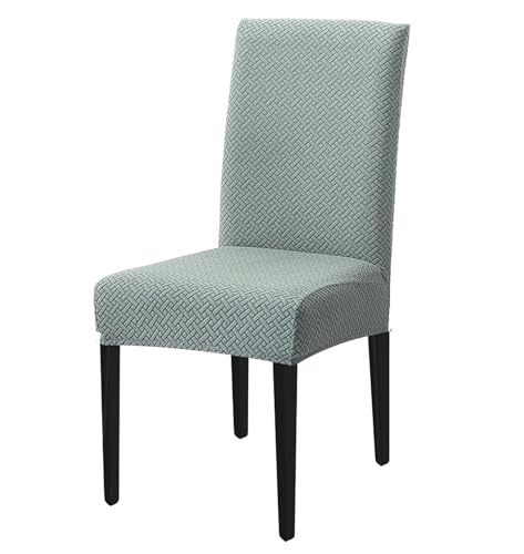 Image of House of Quirk Elastic Jacquard Chair Cover Stretch Removable Washable Short Dining Chair Cover Protector Seat Slipcover (Pack of 1, Pastel Green)