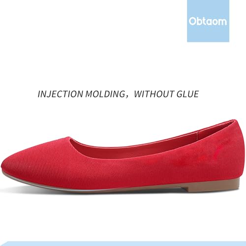 Image of Obtaom Round Toe Women Flat Shoes Slip on Girls Dress Black Ballet Flats