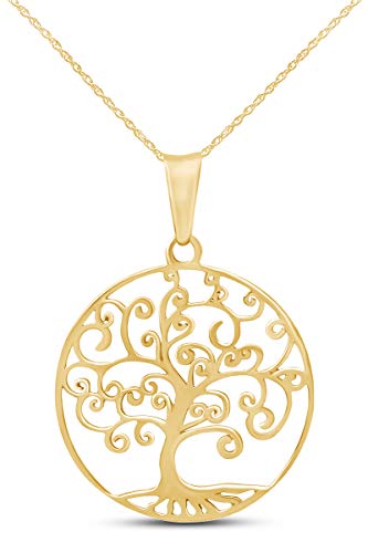 THE JEWEL ZONE Tree of Life Filigree Pendant Necklace 14k Gold Over Sterling Silver