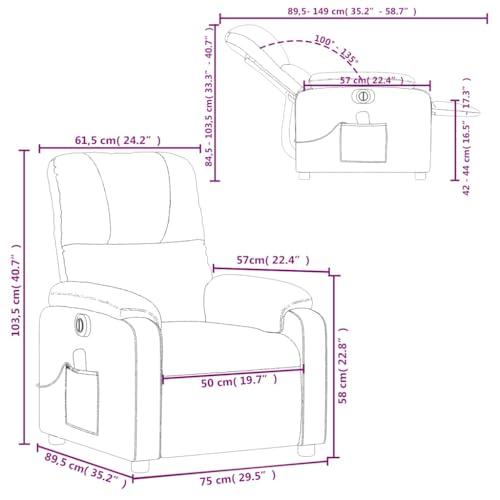vidaXL Massagesessel, Sessel Elektrisch, Relaxsessel mit Liegefunktion Vibrationsfunktion, Fernsehsessel Liegesessel, Dunkelgrau Mikrofasergewebe – Bild 4