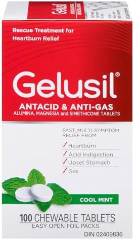 Snacid Gelusil Antacid & Anti-Gas Chewable Tablets, Mint, 100 Count | Fast ...