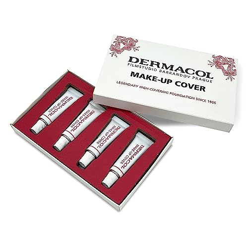 Dermacol Full Coverage Foundation | Long Lasting Waterproof Makeup Cover Cream SPF30 | Hypoallergenic & Light Weight Liquid | Tattoo, Acne, Spots, Under-eye Skin Cover-up - 4x4g (Tester Medium)