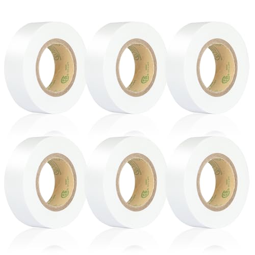 Image of White Electrical Tape, UL Approved, Industrial Grade Electrical Tape, Multipurpose Electric Tape for Wrapping Wiring Harness, Electric Insulating, 0.7in X 33ft (6 Pack)