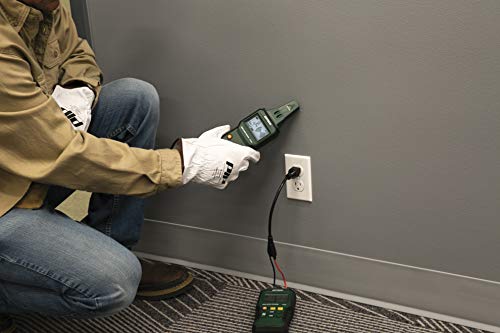 Image of Extech CLT600 Advanced Cable Locator and Tracer Kit - Detects Powered & Unpowered Cables, Non-Contact Voltage Detection, 12-450V AC /DC, Backlit LCD, Includes Transmitter, Receiver, and Accessories | Trace powered and unpowered cables, non-contact voltage, backlit LCD, transmitter /receiver, leads, case