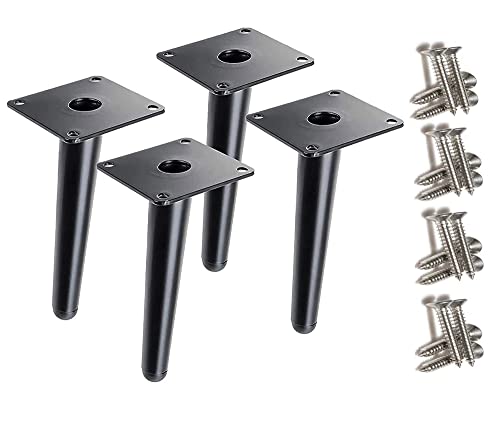 Toolzia Lot de 4 pieds de meubles inclinés noirs antidérapants en métal pour meubles, canapés, armoires (noir) Cover