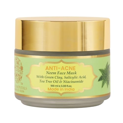 Image of RYLLZ ESSENTIALS Anti-Acne Neem Face Mask | Clear Skin with Green Clay, 2% Salicylic Acid, 10% Niacinamide, Green Tea Extract & Aloe Vera Gel | For Acne, Dark Spots, Oil Control, Open Pores, Uneven & Dull Skin | For All Skin Types | 100 ml