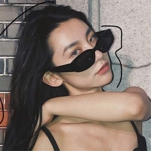 Image of IKANOO Retro Rectangle Sunglasses for Women Men Small Square Frame Trendy Y2K 90's Black Sunglasses