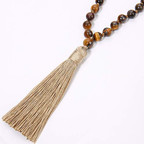 BALIBALI 8MM Beads Chakra Long Mala Necklace Natural Stone Meditation Statement Necklace Japa Yoga Buddhist Rosary Prayer Charm Beaded Tassel Necklace3