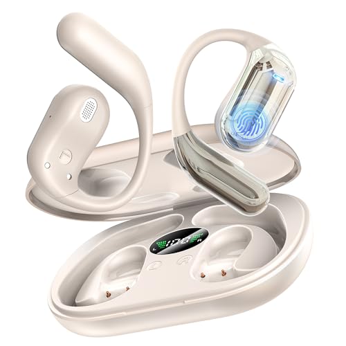 FINO A 50 ORE DI TEMPO DI RIPRODUZIONE:Le cuffie a orecchio aperto e auricolari bluetooth offrono fino a 10 ore di riproduzione con una singola carica; la custodia aggiunge altre 40 ore, per un totale di 50 ore. Con tecnologia di ricarica rapida, questi auricolari e cuffie a orecchio aperto garantiscono 1 ora di riproduzione con soli 5 minuti di carica, perfette per sessioni di ascolto prolungate.