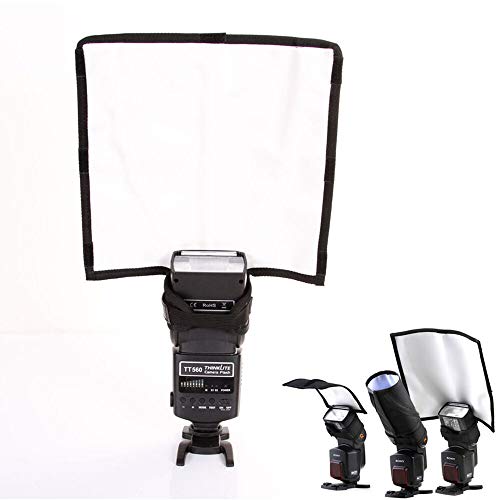 Diffusore flash, riflettore portatile per fotocamera Speedlight Softbox kit per Canon Nikon ecc, diffusore fronte/retro argento/bianco con cinghie in velcro