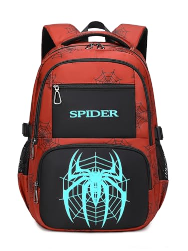 Mochila para jogos com design de controle, padrão LED azul, vários compartimentos, Vermelho, 17*12*5.5