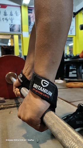 Image of Gritanium Nutrition Deadlift Straps | Heavy Duty Gym Wrist Support | Weightlifting Straps for Deadlift, Back Workout, Pulling, Grip Strength | Premium Cotton Padded Lifting Bands for Men & Women