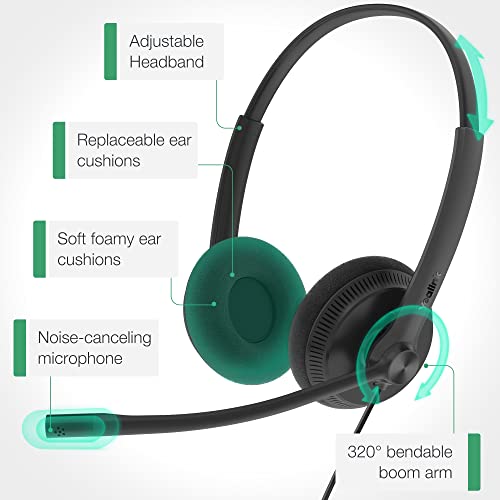 Yealink UH34 Headset Certified for Microsoft Teams USB-A Stereo Headsets with Microphone Noise Cancelling for Call Center Business Office VoIP Phone PC Computer Headset (Lightweight Foam Earpad) - Image 2