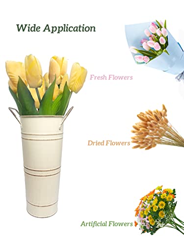 Yaartz Galvanized Metal Vases Farmhouse French Flower Bucket Rustic Style Metal Flower Holder For Home Decor Restaurant Decor Party Decor（Beige, 9 Inches, Set Of 4） #TOP7