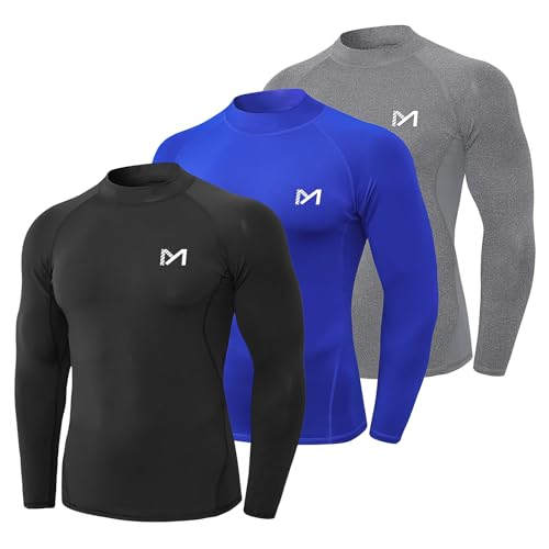 MEETYOO Kompressionsshirt Herren, Funktionsshirt Langarm Fitnessshirt Männer Atmungsaktiv Sportshirt Laufshirt für Laufen Sport Turnhalle