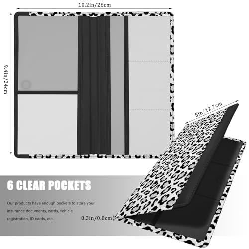 Car Registration and Insurance Holder, with Magnetic Closure for License, Cards and Documents, All Vehicle Needs and Car Accessories (Leopard-White)3