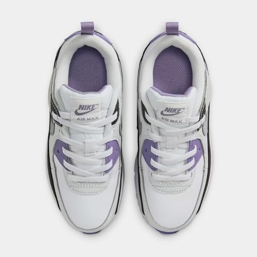 Nike Air Max 90 EasyOn Preschool Running Shoes (White/Light Grey/Dusty Amethyst) (IH1417-129, Grey/Purple/White)2
