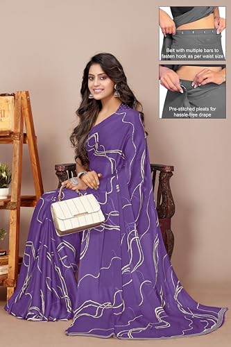 Image of MIRCHI FASHION Women's Ready to Wear 1 Minute Drape Chiffon Printed Saree with Blouse Piece