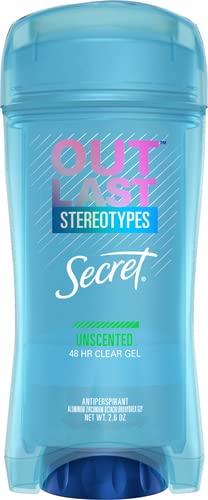 Secret Outlast Clear Gel Antiperspirant Deodorant for Women Unscented 2.6 oz (Packaging May Vary)
