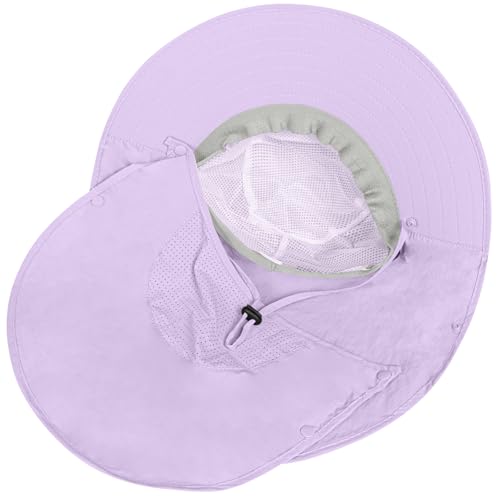 Image of Rosoz Sun Hat for Men Women with Neck Flap,Wide Brim UPF50+ Fishing Hat with Detachable Face Cover Outdoor Sun Protection Hat