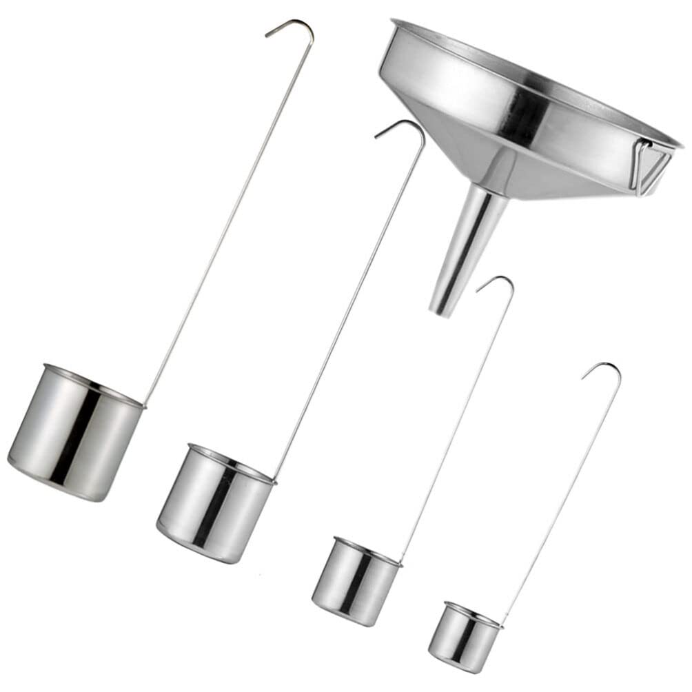 Veemoon Imbuto da Cucina Multifunzionale con Mestolo per Vino in Acciaio Inox 50ml e 100ml e Mestolo per Olio Facile da Usare, 50ml e 100ml, per Gadget da Cucina