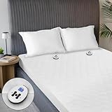 Sunbeam Electric Premium Water Resistant Restful Quilted Heated Mattress Pad, 12 Heat Settings, 12-Hour Selectable Auto Shut-Off, Fast Heating, Cozy Warming Bed, Queen, 60' x 80'