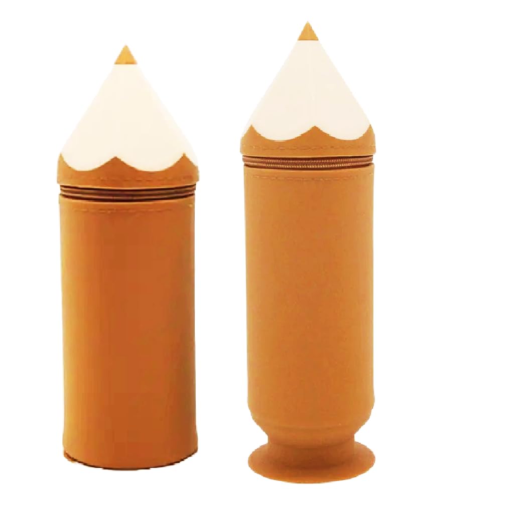Harinder Silicone Pencil Case for Kids with Zipper & Standing Suction Bttom Soft Cute Pencil Pouches (Brown) (B0CNKL3VP6) Amazon Price History, Amazon Price Tracker