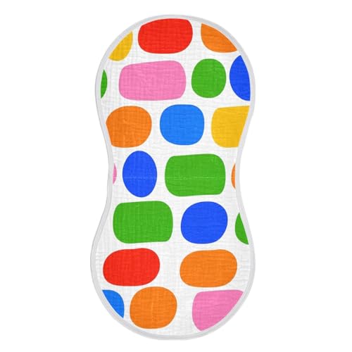 2 Pack Baby Burp Cloths, Soft Absorbent Burping Cloths for Babies, Cotton Milk Spit Up Rags, Large Size for Newborns, Baby Boys and Girls (Geometric Circles)2