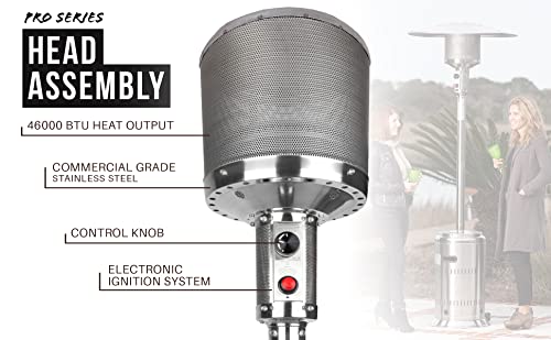 Fire Sense 63047 Pro Series Head Assembly 46,000 Btu Propane Patio Heater Head Replacement Fits With Models 60485, 61185, 61444, 60368, 60788, 61629, 60688, 61130 & 60763 #TOP3