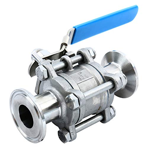 Homend Stainless Steel 304 1" Sanitary Ball Valve Fits 1.5" Tri-Clamp Clover, PTFE Lined, Two Way & Three Piece (1 Inch Tube OD Quick Clamp) - Thumbnail 7