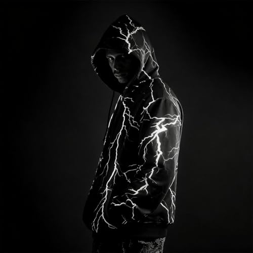 Autumn and winter new lightning pattern zipper hoodie men's fashion long sleeve 3D printed zipper sweater3