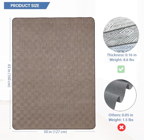 Image of Chair Mat for Hardwood Floor, 50x63 Desk Computer Chair Mat for Hard Wood & Tile Floor, Large Anti-Slip Hard Floor Protector Rolling Chair for Office Home， Brown Square