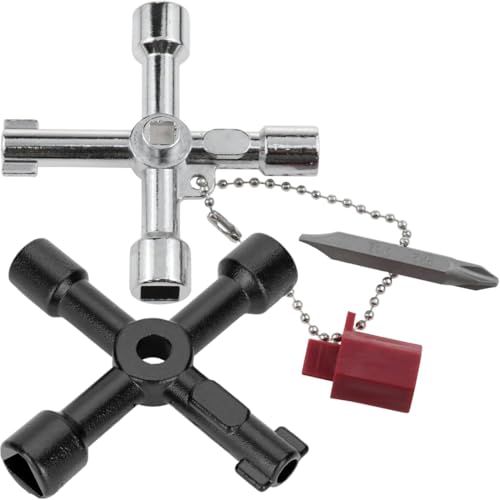 JEYORZY 2pcs Llave Multifuncional Universal 4-Puntas Para Cajas Agua, Medidores Gas, Triangular, Puertas Correderas y Contadores Agua