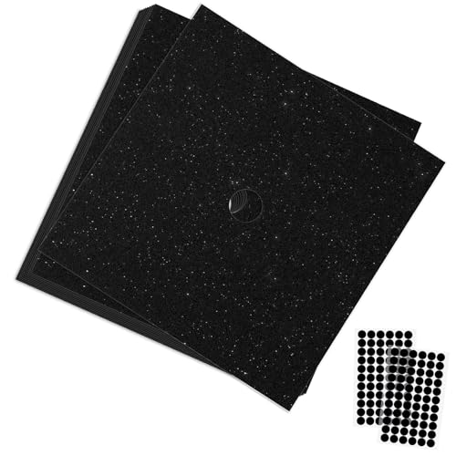 UPINS 16 Sheets Glitter Construction Paper for Grad Caps Graduation Cap Decorations Bright Cardstock for DIY Craft Projects Hat Topper Cover Supply with 64 Sticky Dots (Black)