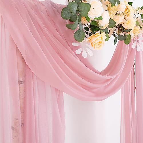 Image of Socomi Wedding Arch Draping Fabric 29 inch x 20Ft 1 Panel Dusty Rose Sheer Outdoor Curtain Drapes Extra Long for Bridal Baby Shower Ceremony Birthday Party Decor