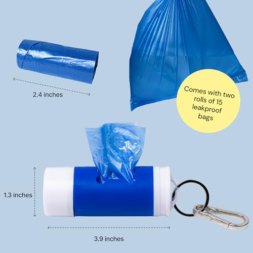 Image of MalsiPree Dog Poop Bag Holder With Flashlight - 30 Leakproof Bags - Up to 6 Month Battery - Poop Baggy Dispenser - LED Light - Dog Bag Holder Essential Walking Accessory for All Leashes