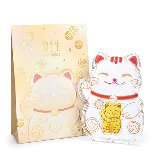 CHOW SANG SANG 999.9 24K Solid Gold Chinese Gifting Collection Gold Maneki Neko Lucky Cat Ingot for Women and Men 95503D3