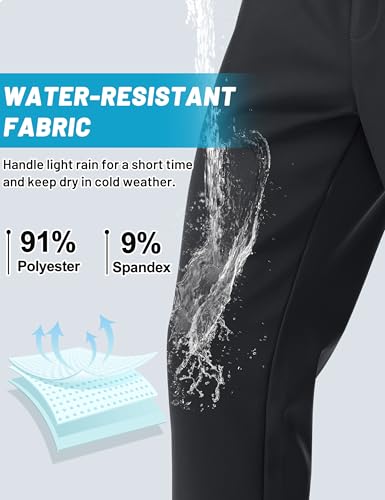 MAGCOMSEN Men's Fleece Lined Sweatpants with Zipper Pockets Athletic Workout Running Winter Water Resistant Pants4