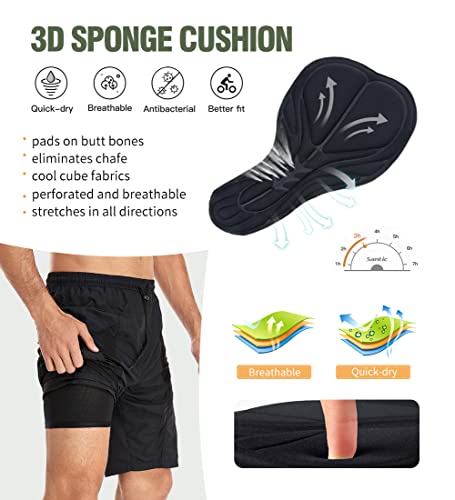 Santic Pantaloncini da Ciclismo da Uomo,MTB Ciclismo Corti 4D Imbottitura Corsa All'aperto Traspiranti, Mountain Bike,Arrampicata,Abbigliamento Bici Sciolti e Casual