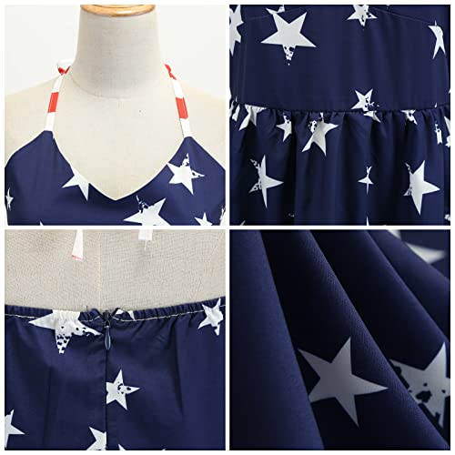 Image of Women Dress American Flag Print Vintage Maxi Dress