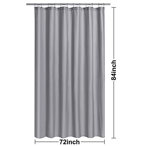 Image of N&Y HOME Fabric Shower Curtain or Liner Extra Long 72 x 84 Inches - Hotel Quality, Machine Washable - Gray, 72x84