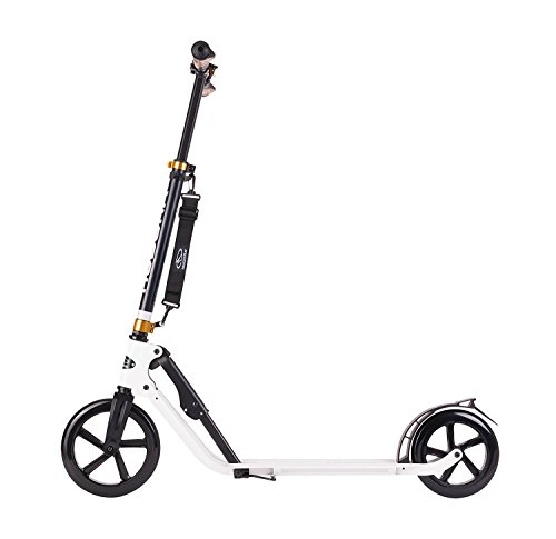 HUDORA 230 Adult Scooters Foldable Adjustable Kick Scooter Aluminum Outdoor use (White)