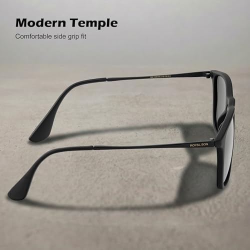 Image of ROYAL SON Polarized Stylish Sunglasses | UV Protection | Branded Retro Square | Classic | Men & Women | Medium | SG-RS8080